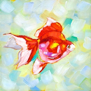 金魚の絵画 壁飾り ギフト 現代アート作品 ハッピーフィッシュアート