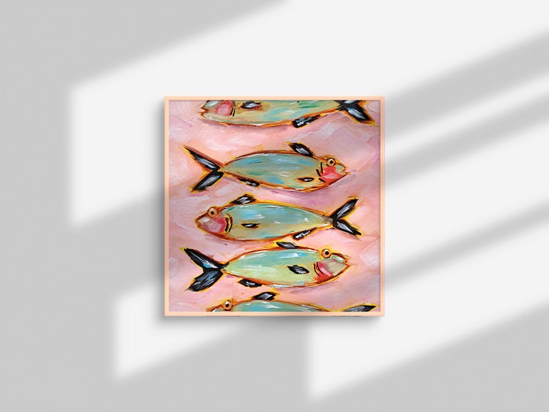 Sardine Fish Painting Animals Original Art Marine Artwork Kitchen Wall Art image 6