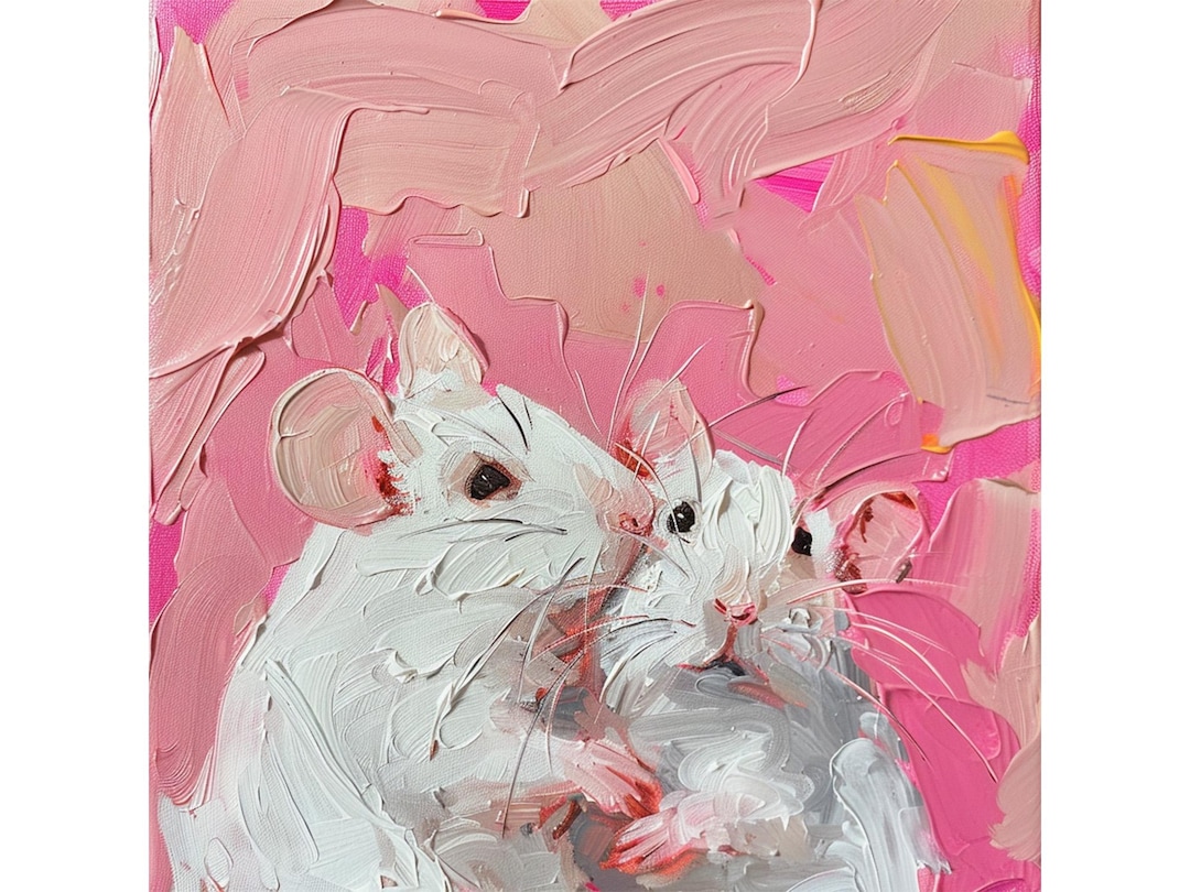 Original Oil Painting: White Rats Portrait - Farm Animal Nursery Art - Etsy