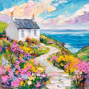 Donegals Küste Ölgemälde Irish Cottage Impasto Original Kunst Irland Rustikales Geschenk von ArtSenya