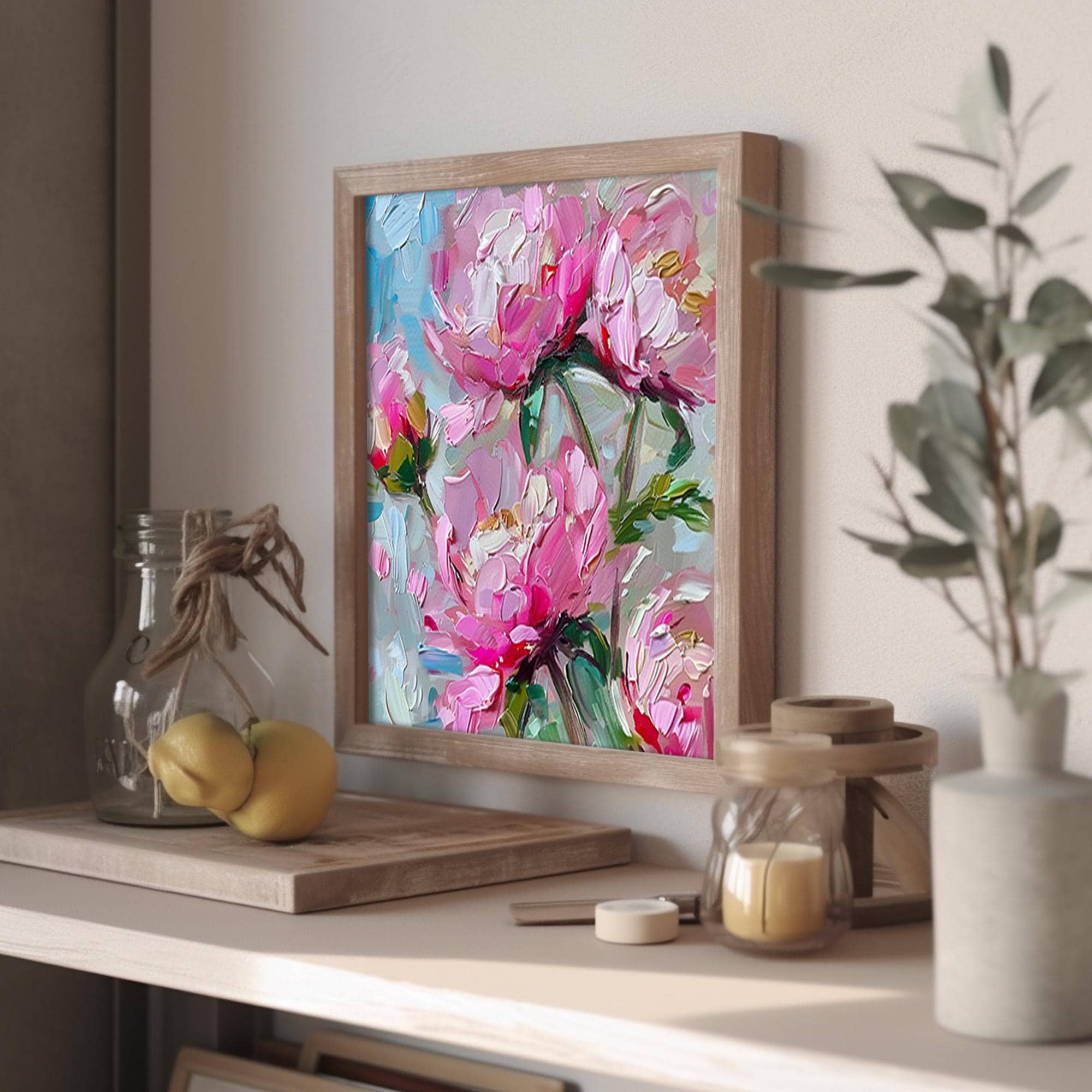 Pink Peonies Hand Painted Oil Painting Flowers Canvas Original Fine Art ...