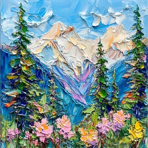 Glacier National Park Oil Painting On Canvas Rocky Mountains Impasto Original Canvas Fine Art Colorado Landscape Art by ArtSenya