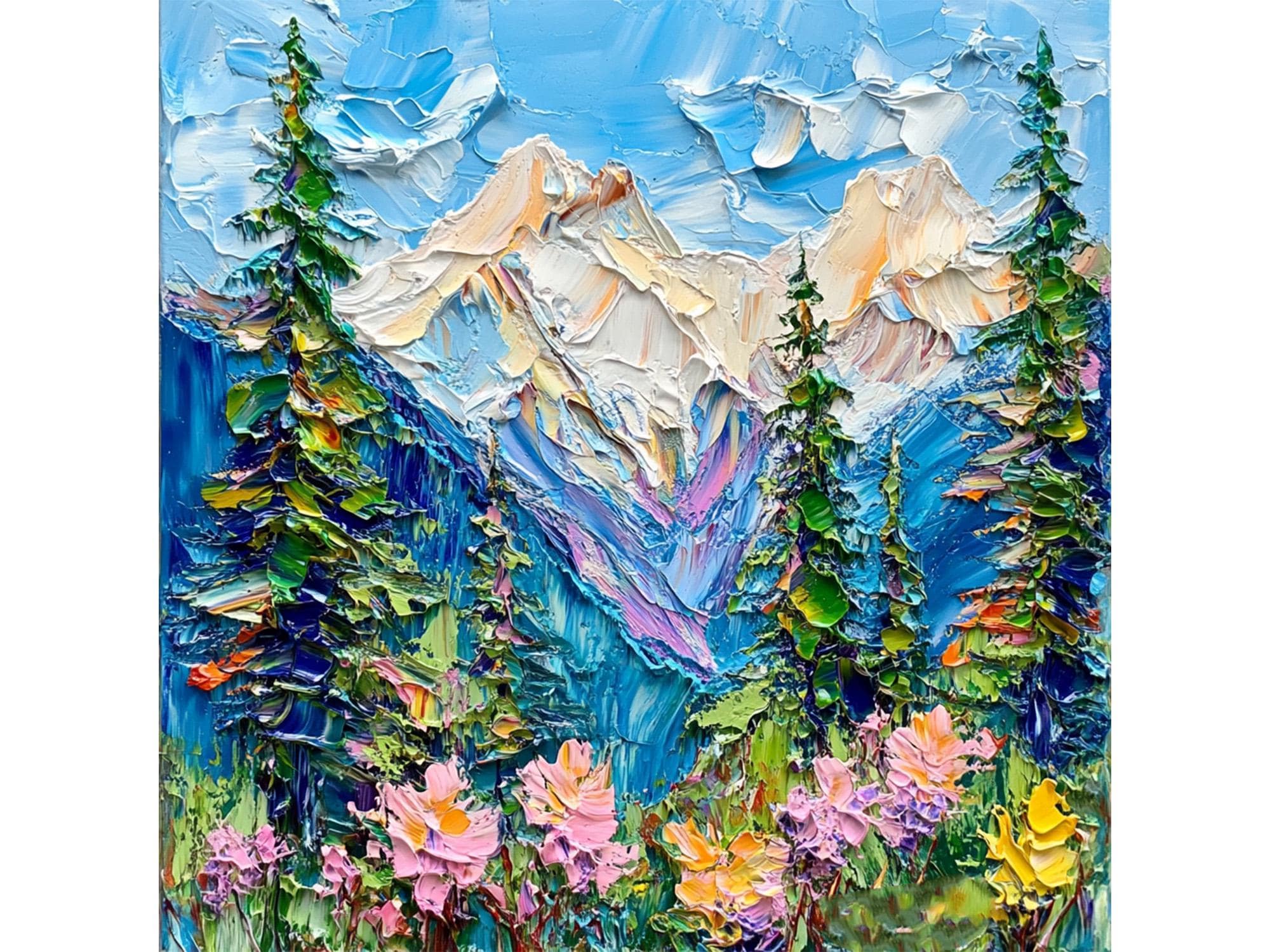Glacier National Park Oil Painting On Canvas Rocky Mountains Impasto Original Canvas Fine Art Colorado Landscape Art by ArtSenya
