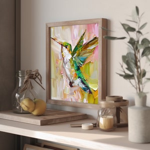 Hummingbird Painting Animal Original Art Birds Artwork Hummingbird Impasto Oil Wall Art Decor Personalized Gifts by ArtSenya image 7