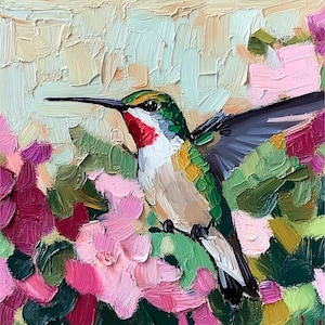 Hummingbird Canvas Original Painting On Canvas Birds Artwork Animals Wall Art Kitchen Decor by ArtSenya
