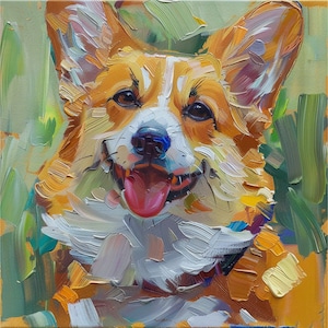 Corgis Ölgemälde auf Leinwand Hundeportrait Originalkunstwerk Tiere Impasto Kunstwerk Haustiere Wandkunst Vatertagsgeschenk by ArtSenya