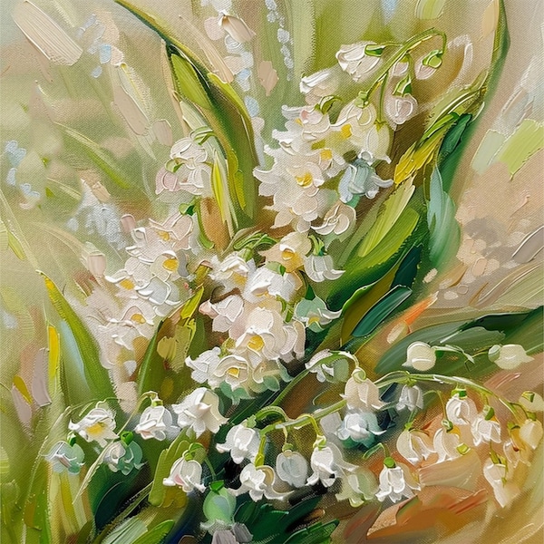 Lilies Of The Valley Painting Lilies Flowers Original Art Spring Flowers Wall Art Wildflowers Art Decor Gifts for Her by ArtSenya