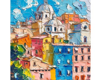 Rom Ölgemälde Auf Leinwand Italien Stadtbild Impasto Original Leinwand Kunst Reise Wand Kunst Dekor Weihnachtsgeschenke von ArtSenya