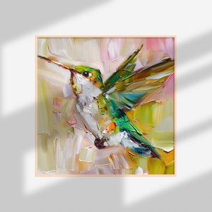 Hummingbird Painting Animal Original Art Birds Artwork Hummingbird Impasto Oil Wall Art Decor Personalized Gifts by ArtSenya image 8