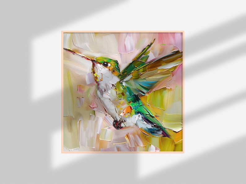 Hummingbird Painting Animal Original Art Birds Artwork Hummingbird Impasto Oil Wall Art Decor Personalized Gifts by ArtSenya image 8