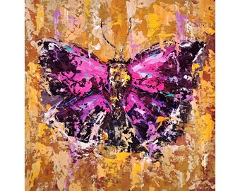 Pintura de polillas Mariposa Arte original Insecto Pintura al óleo Bug Artwork Home Wall Art Decor para la colección de insectos caseros por ArtSenya