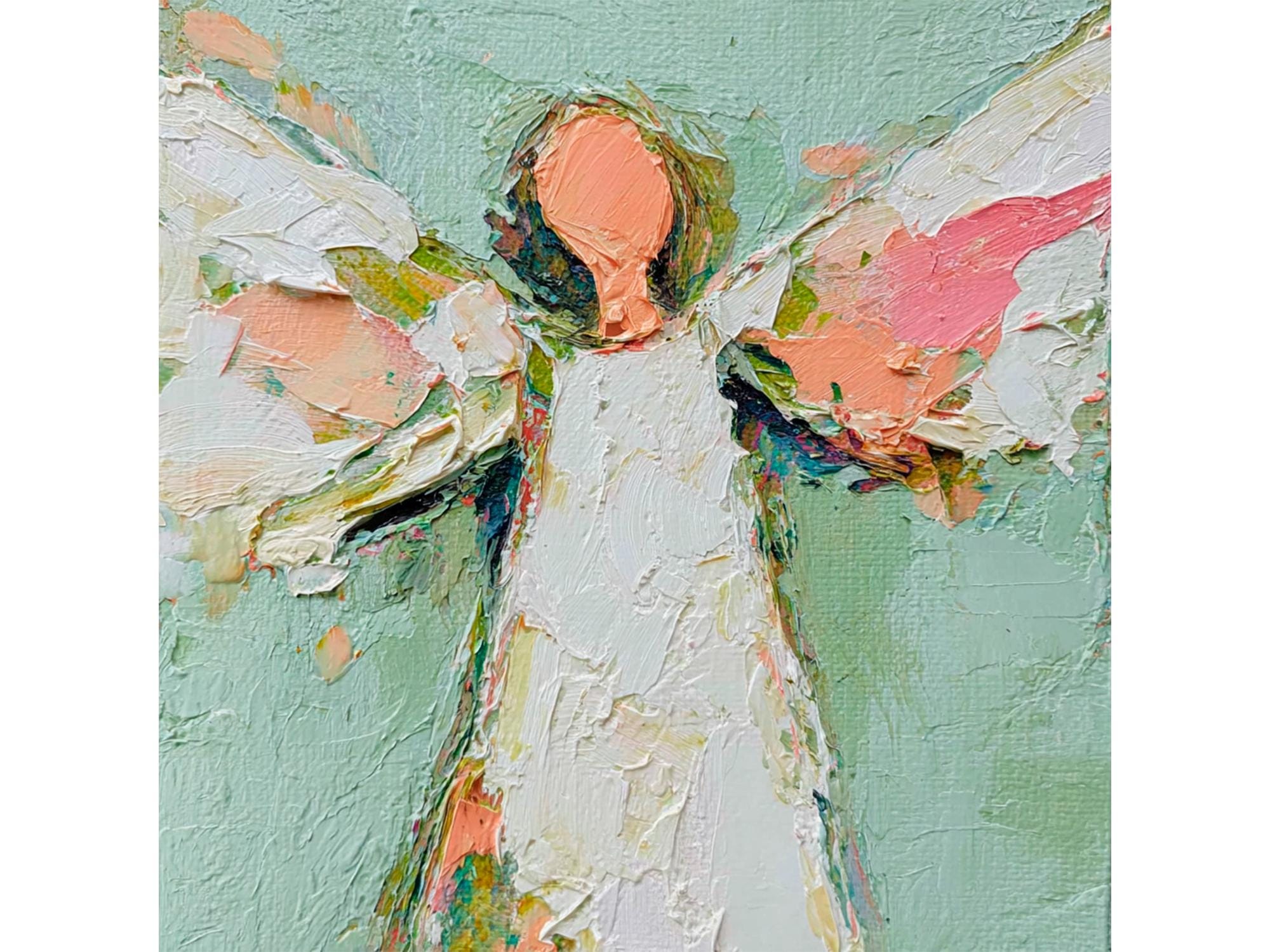 Angel Impasto Canvas Oil Painting Original Palette Knife Artwork