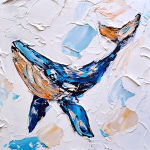 Whale Painting Animal Original Fine Art Whale Impasto Oil Painting Underwater Wall Art Personalized Gifts by ArtSenya