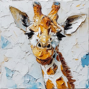 Giraffe Painting African Animals Original Art Animal Impasto Artwork Gifts for Her by ArtSenya