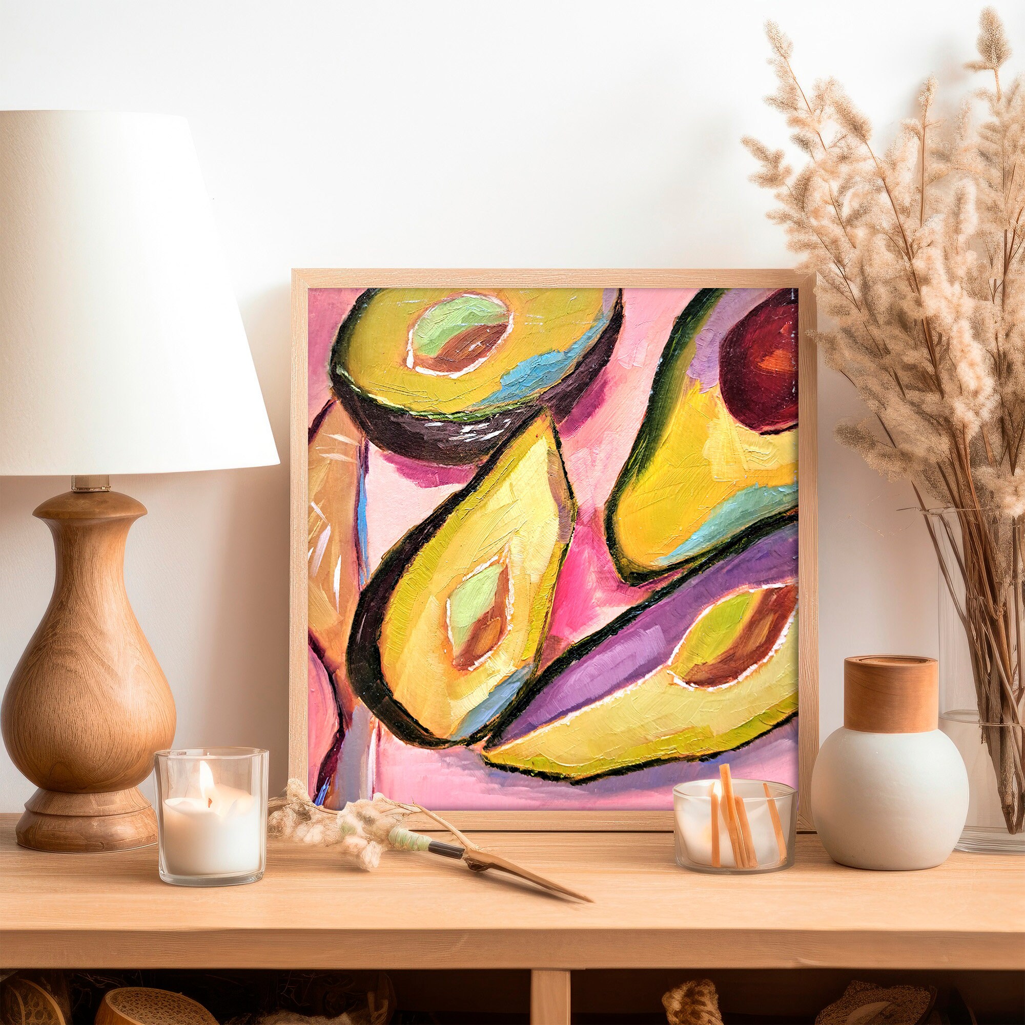 アボカド油絵 食べ物 オリジナルアート イングリッシュブレック