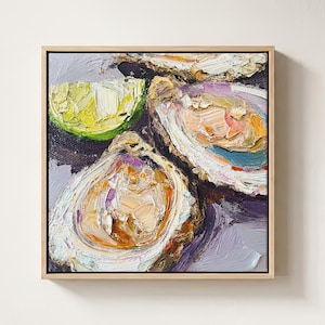 Oyster Large Painting Coastal Kitchen Wall Art Seafood Still Life Artwork Kitchen Decor by ArtSenya