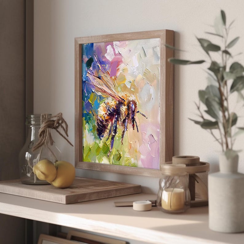 Honeybee Large Canvas Oil Painting Bee Canvas Original Fine Art Animal