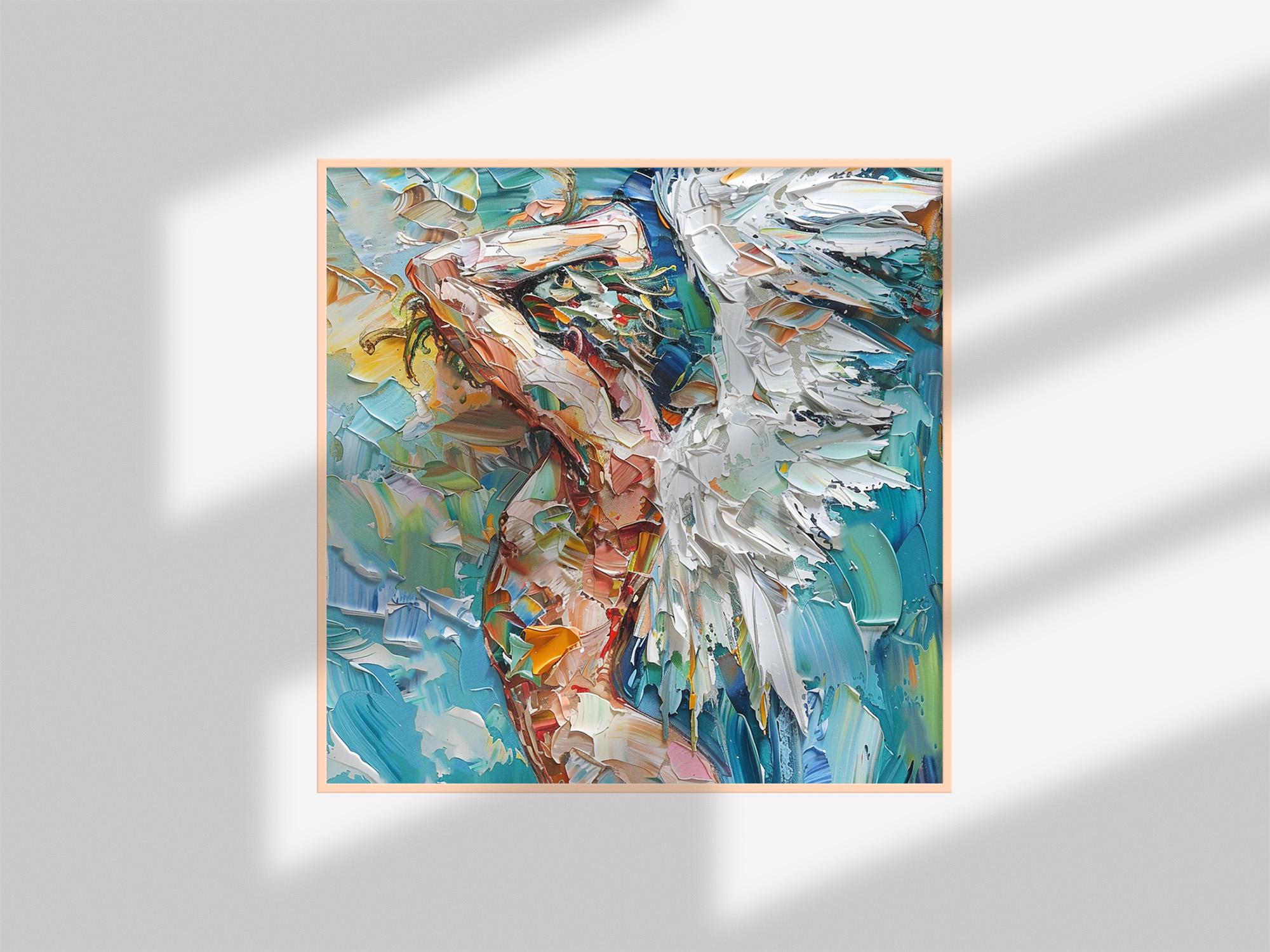 天使の男性の体のキャンバス上のインパスト絵画 ゲイキャンバスアート