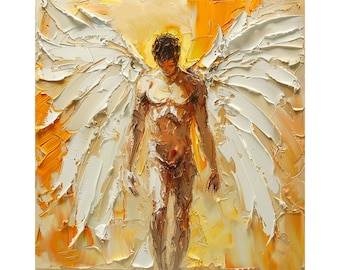 Ángel Cuerpo masculino Impasto Pintura al óleo Arte original gay Hombres Obras de arte corporales Regalos por ArtSenya