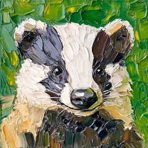 Badger Canvas Painting Impasto Animal Art Original Wildlife Wall Decor Forest Creature Art Rustic Nature Gift by ArtSenya