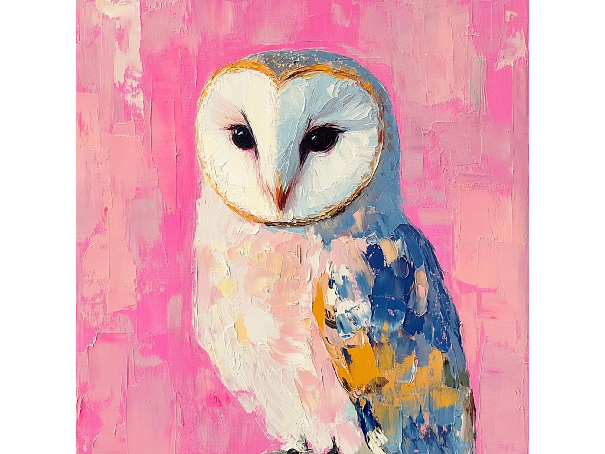 Barn Owl Painting Farmhouse Bird Original Fine Art Animal Art Gifts for Her by ArtSenya