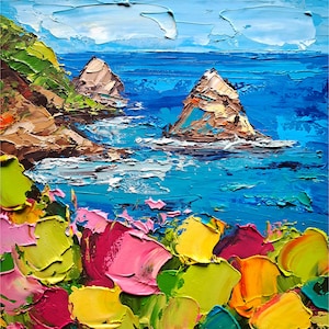 Capri Island Painting Italy Seascape Original Art Italian Landscape Impasto Oil Painting Travel Personalized Gifts by ArtSenya