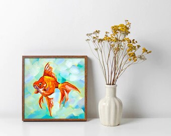 金魚の群れ　油彩画 楽天市場】絵画 鈴木香／筆 「金魚」 SM号 日本画 複製 手彩入り
