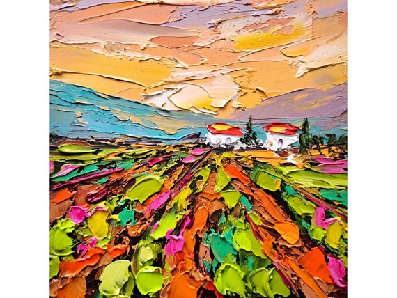 Napa Valley Painting Original Impasto Vineyard Landscape Art Travel Gift by ArtSenya
