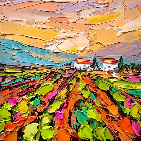 Napa Valley Painting Original Impasto Vineyard Landscape Art Travel Gift by ArtSenya