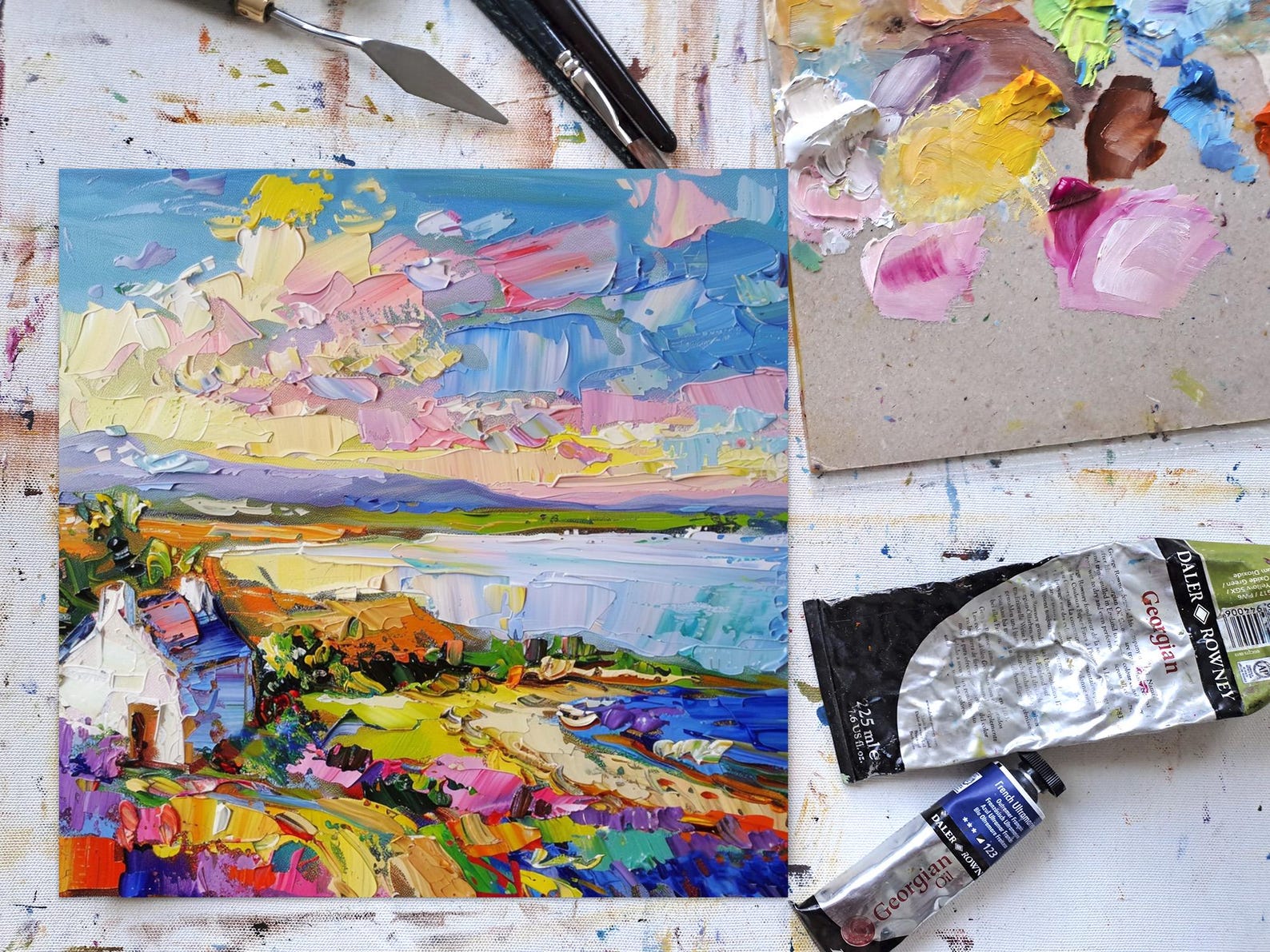 Irish Countryside Oil Painting Ireland Landscape Original Art Rustic ...