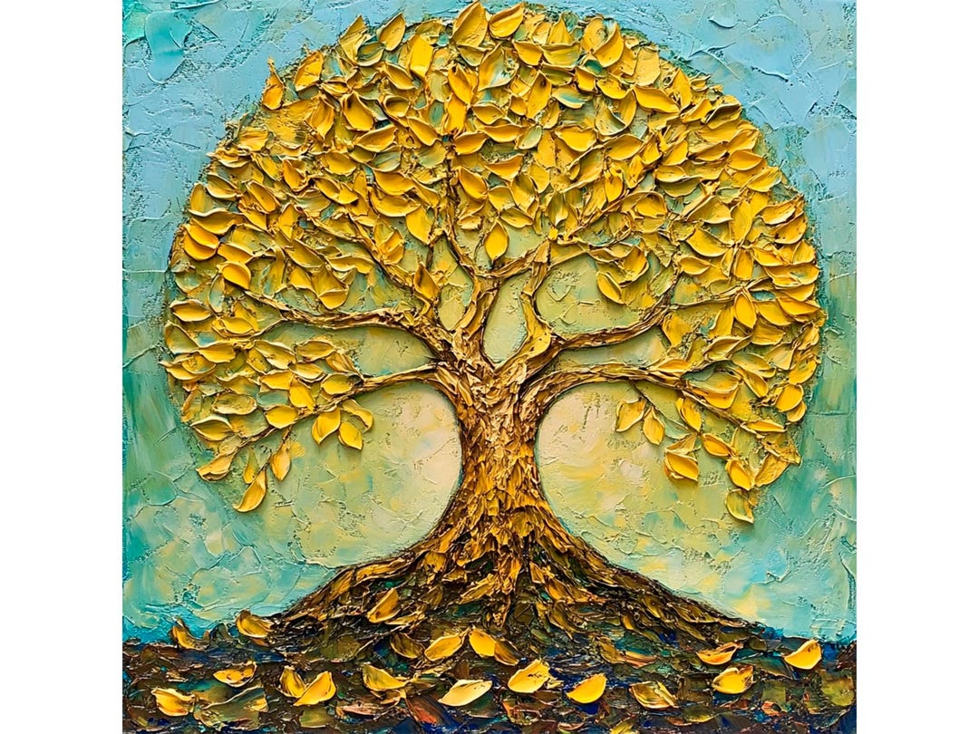 Tree of Life Painting on Canvas Golden Tree Original Canvas Art ...