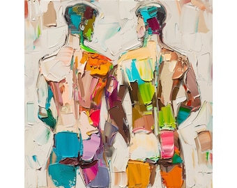 Gay Körper Originalgemälde Männerkörper Original Art Gay Impasto Wand-Kunst-Dekor von ArtSenya
