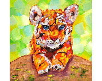 Dipinto di tigre, opera d'arte originale, animali selvatici, pittura ad olio, piccola opera d'arte di ArtSenya