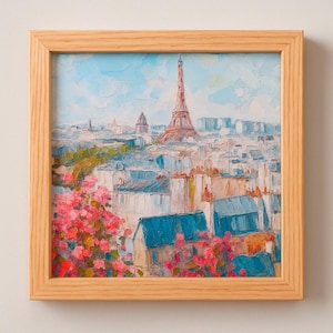 Paris Rooftops Framed Oil Painting Eiffel Tower Impressionist French Cityscape Wall Art Romantic Paris View Artwork by ArtSenya