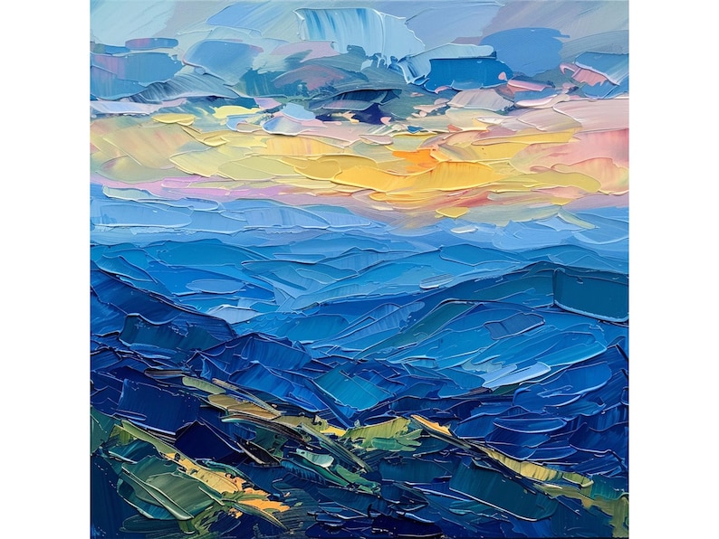 Blue Ridge Canvas Blue Ridge Mountains Oil Painting: Impasto Canvas Art (10x10 Inches) - Etsy