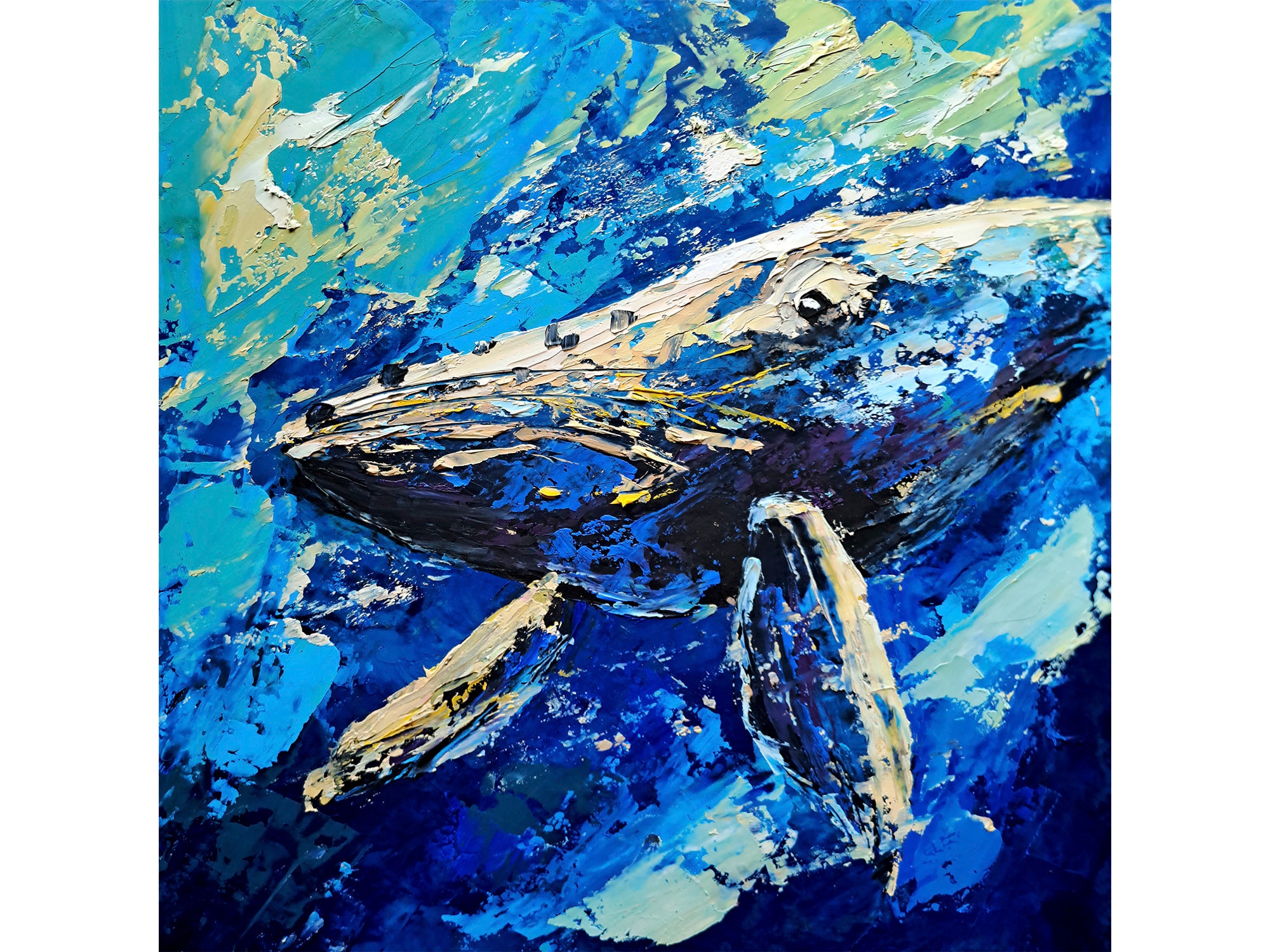 Impasto Humpback Whale Oil Painting Original Underwater Art Gift