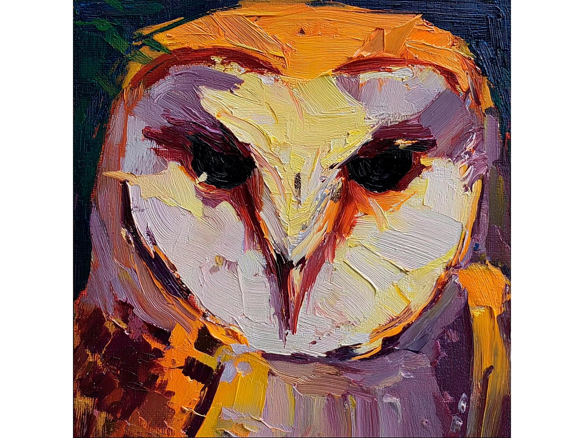 Owl Painting Impasto Art Wildlife Wall Art Bird Portrait Modern Animal Artwork Nature Inspired Decor