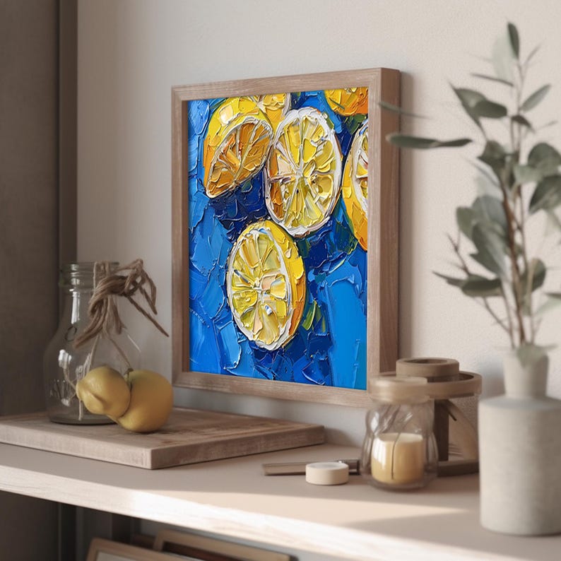 Lemon Slices Original Painting on Canvas Lemon Canvas Fine Art Kitchen