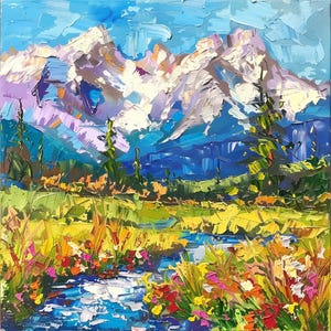 Maroon Bells Pittura a olio Montagne del Colorado Decorazione artistica Pine Tress Opere d&#39;arte Regali di viaggio di ArtSenya
