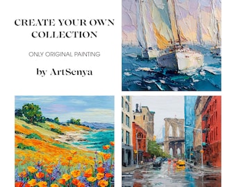 インパストヨット絵画：帆船レガッタ、海景油絵 - Etsy 日本