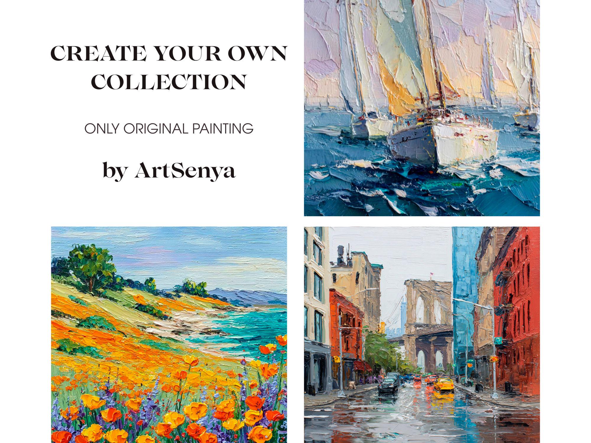 インパストヨット絵画：帆船レガッタ、海景油絵 - Etsy 日本
