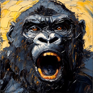 Gorilla Painting Animals Original Art On Canvas Wild Animals Artwork Wall Painting Gift by ArtSenya