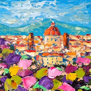 Florence Painting Italy Cityscape Original Art Tuscany Impasto Artwork