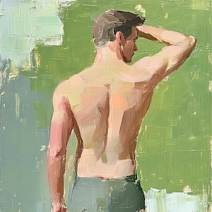 Male Body Original Canvas Oil Painting Gay Body Art Decor Gift for Him by ArtSenya