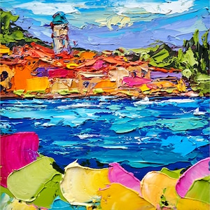 Lake Como Painting Italian Cityscape Original Art Italy Impasto Artwork Home Decor Travel Gifts by ArtSenya