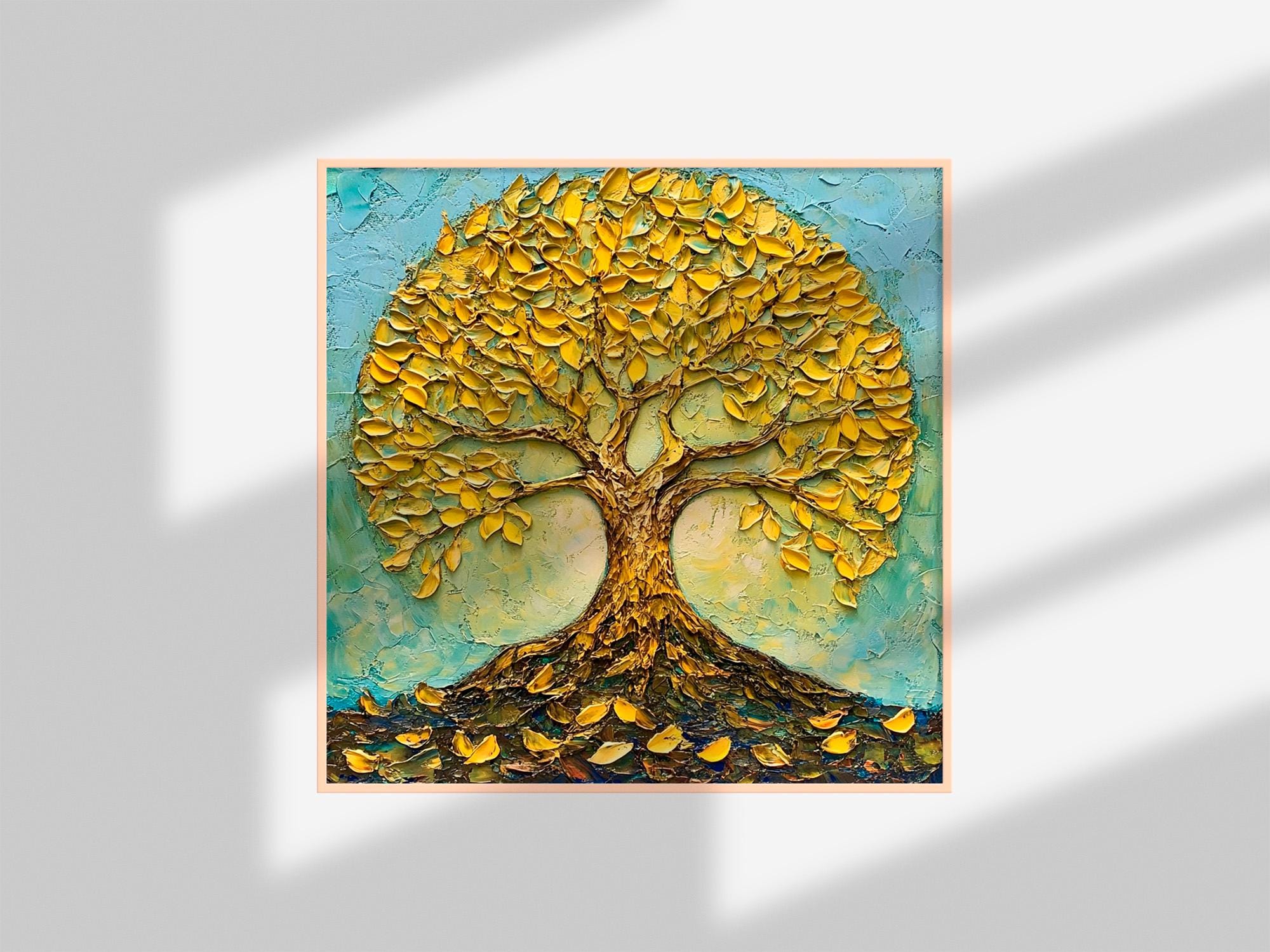 Tree of Life Painting on Canvas Golden Tree Original Canvas Art ...