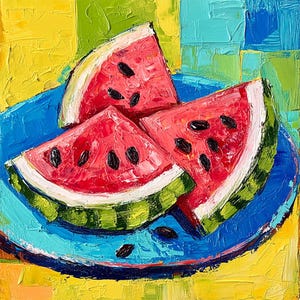 Watermelon Large Painting On Canvas Fruit Original Art Kitchen Wall Art Decor Food Artwork Gift by ArtSenya