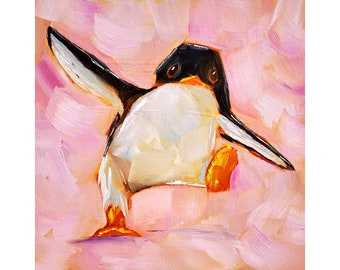 Pinguin Malerei Tier Original Kunst Vogel Ölgemälde Pinguin Cub Kunstwerk