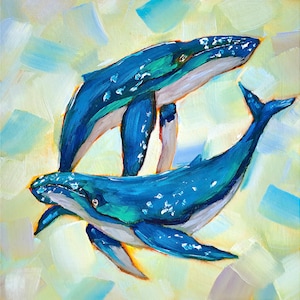 Whale Painting Humpback Whale Original Art Animals Oil Painting Underwater Artwork Marine Wall Art Home Decor Gifts by ArtSenya