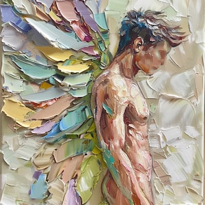 Fee Männerkörper Gemälde Auf Leinwand Gay Original Leinwand Fine Art Männer Körper Wandkunst Dekor Großes Gemälde von ArtSenya